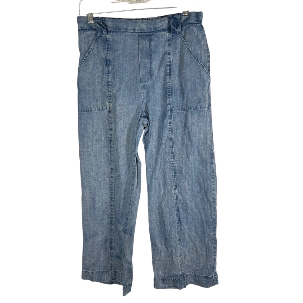 Jane + Delancey Women Light Wash 100% Lyocell Wide Leg Trousers Size S Blue